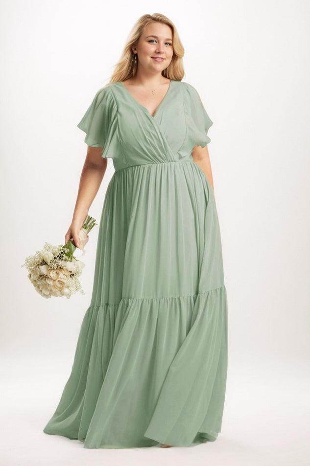 A-Line Maxi Chiffon Bridesmaid Dress CB0731 - COCOMELODY